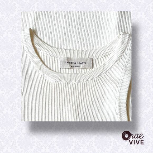 Saints & Hearts Ivory High-Neck Sleeveless Fit & Flare Dress Sz XS - Picture 3 of 3